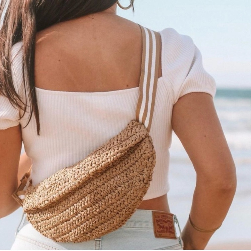 Lu & Elle Tan Woven Crossbody Bag brand new